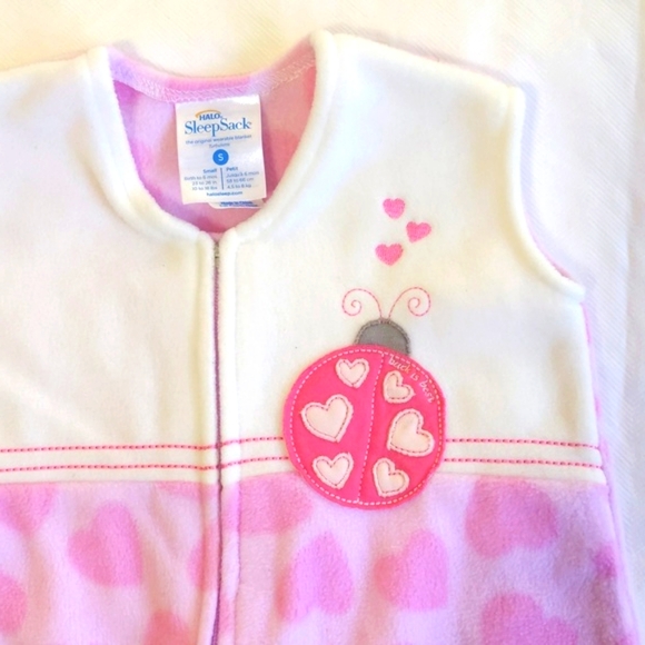 halo sleepsack micro fleece ladybug hearts size small 0-6 months baby girl - Picture 5 of 8